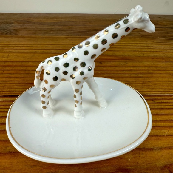 Anthropologie Giraffe Ring Dish | Gold Polka Dots | Trinket Holder - Picture 6 of 15